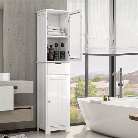 homcom tall bathroom storage cabinet